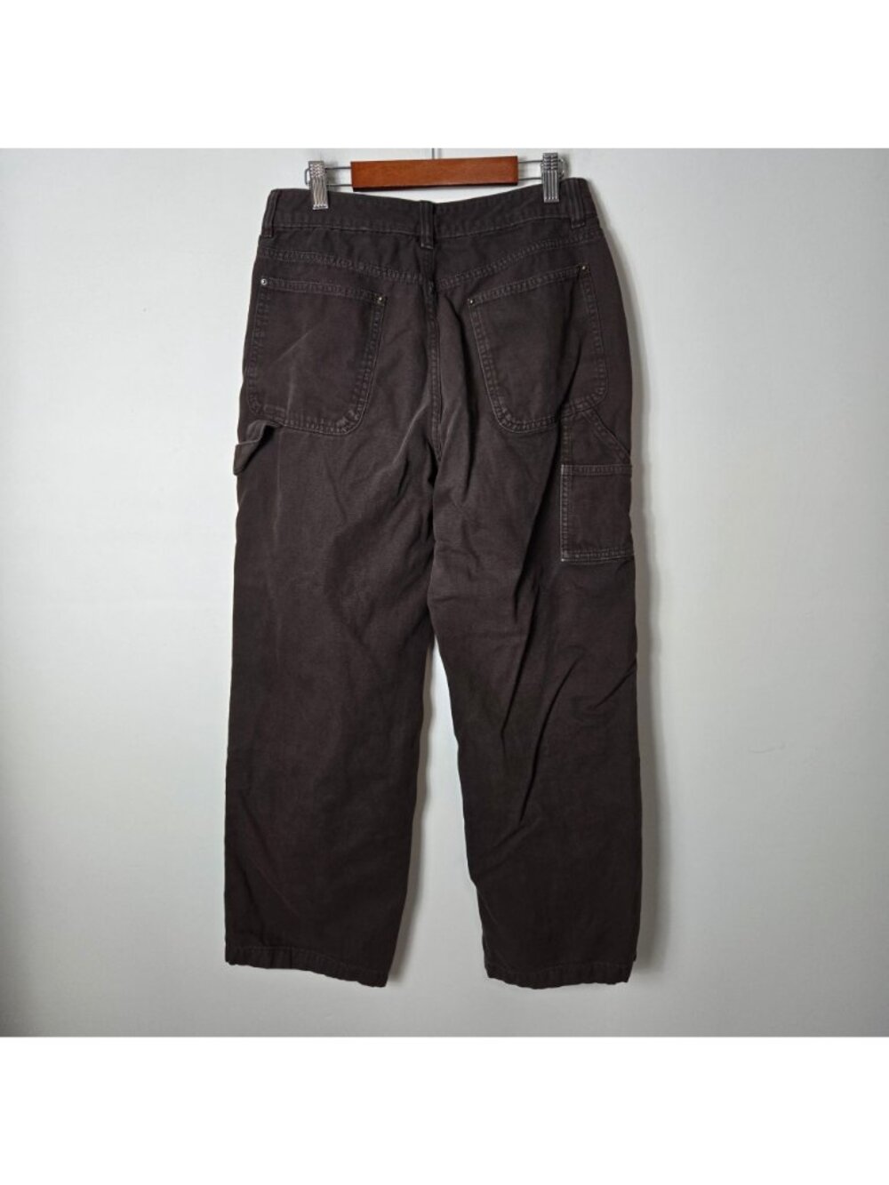 GAP Size 4 Petite High Rise Double-Knee Carpenter Pants Wide Leg Fit Brown - Picture 6 of 16